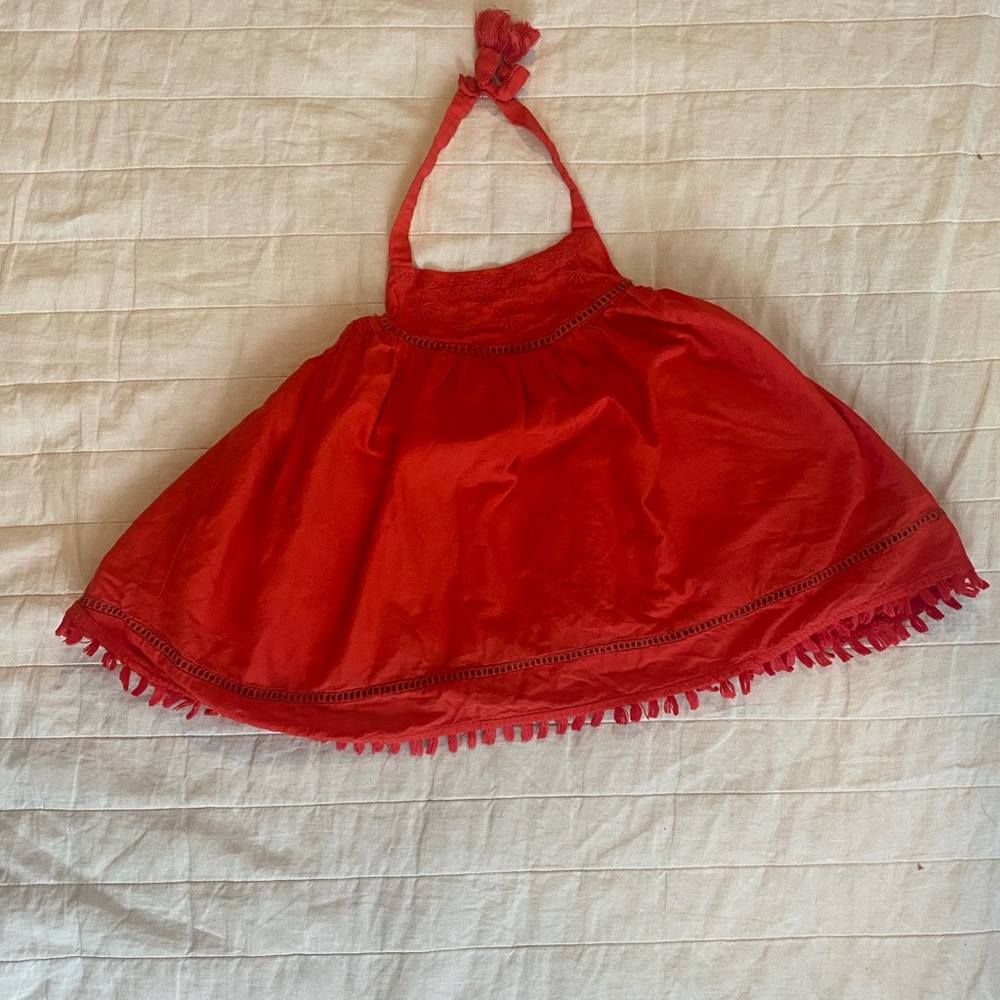 Artisan Ny Girls 5t Vibrant Red Halter Tank with snap closure